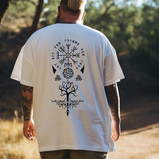 Nordic Symbols Viking Runes and Valknut Print T-Shirt Big & Tall