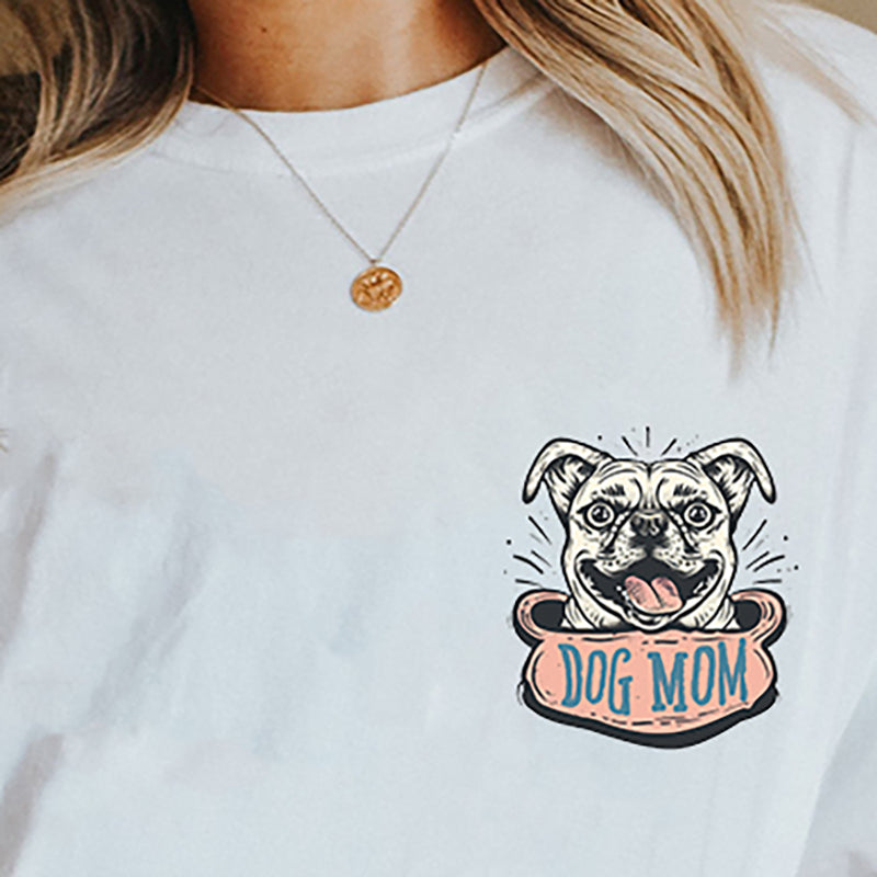 Lady's Dog Mom Print Oversized Tee