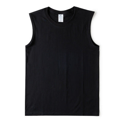 Men's Plain Cotton Tank Top Casual Aussie Singlet - Black