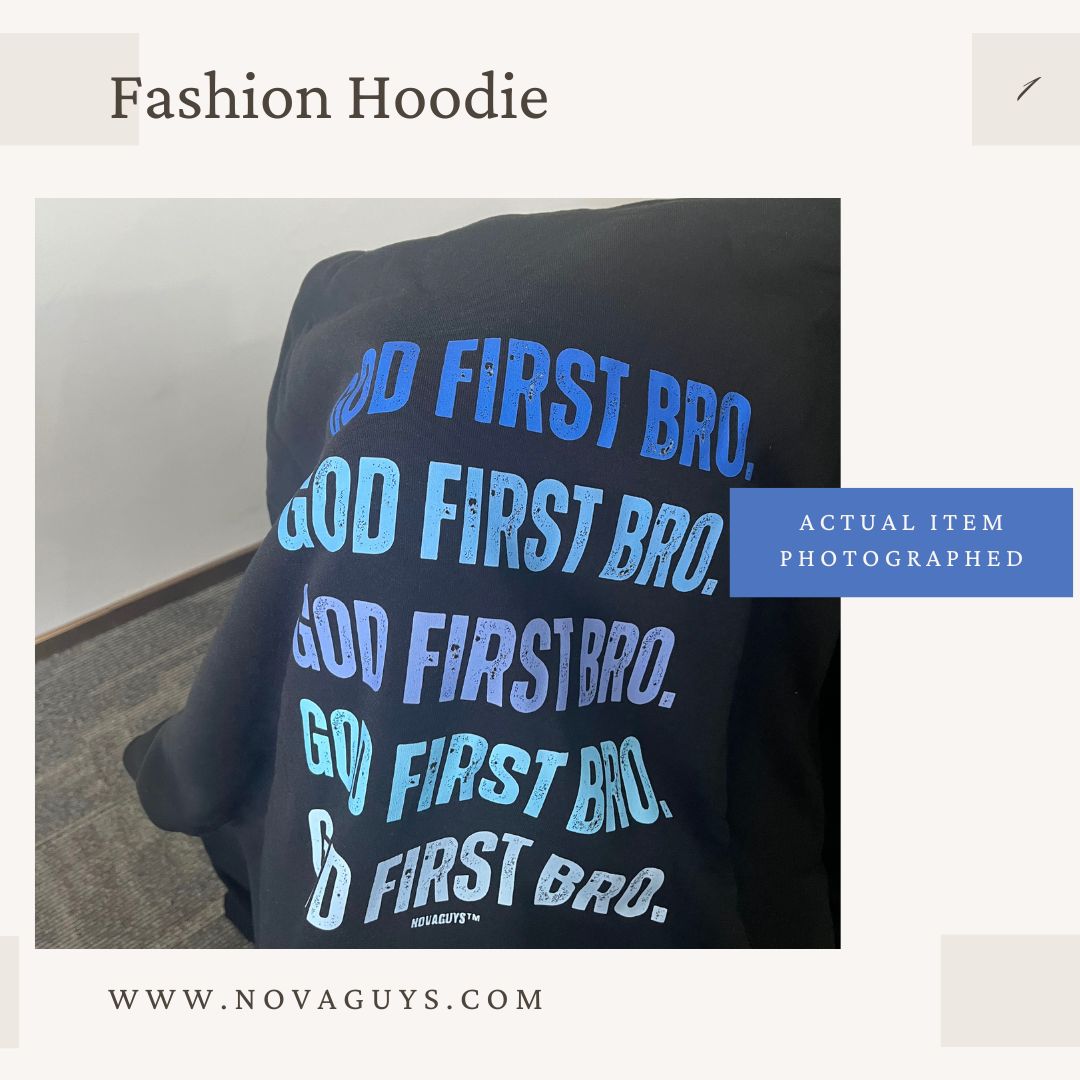 God First Bro. Men's Gradient Blue Fleeced Hoodie