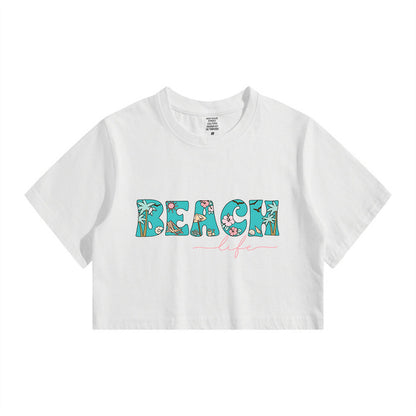 Summer Beach Vibes Ladies Crop Tee