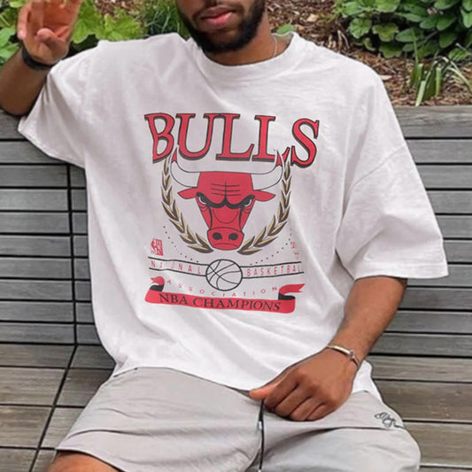 Chicago Bulls Men's Vintage Streetwear Short Sleeve T-shirts