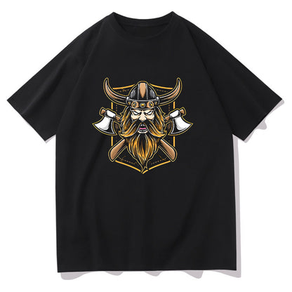 Legend of the North Viking Warrior and Axe Men's Black T-shirt