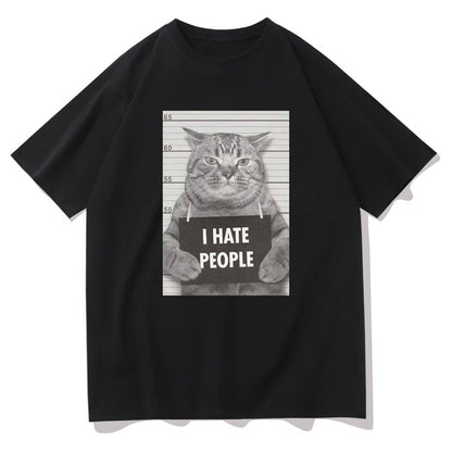 Men's Funny Cat Print Oversized T-shirt