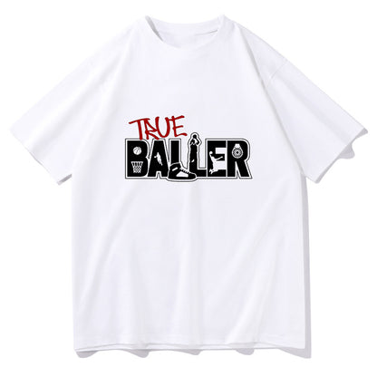 Basketball-inspired True Baller Letter Print Tee