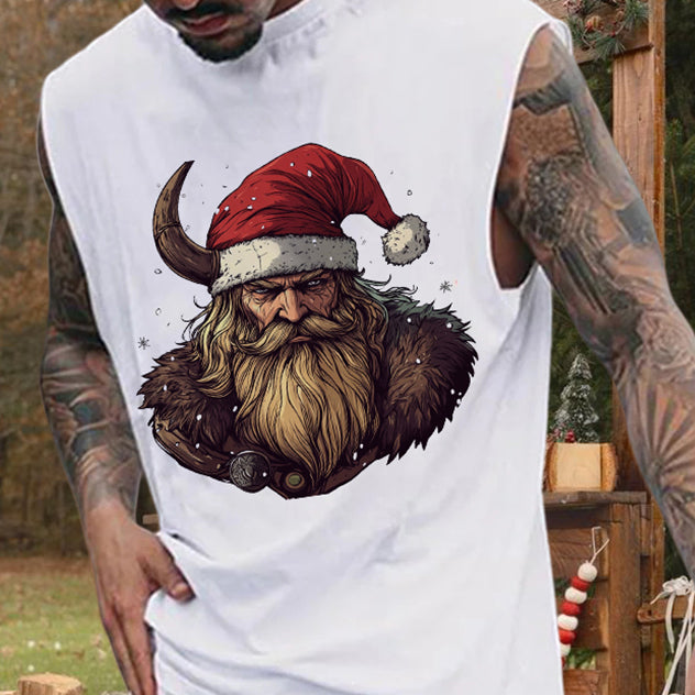 Xmas Viking Warrior Print Men's Tank Top