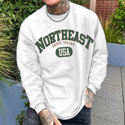 NORTHEAST Letter Print Men's Long Sleeve T-Shirt