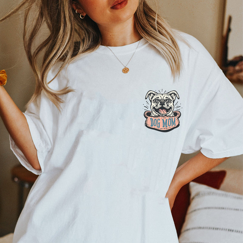 Lady's Dog Mom Print Oversized Tee