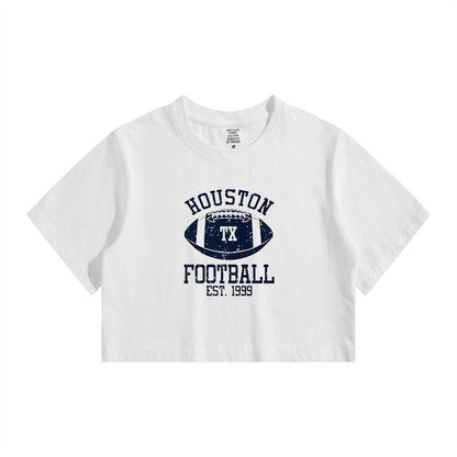 Ladies Houston TX Football Print Crop Tee