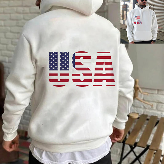 Team USA Men's White Fleeced Hoodie