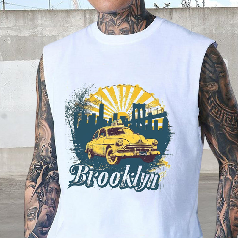 Men's Vintage Car Racing Brooklyn City Tank Top