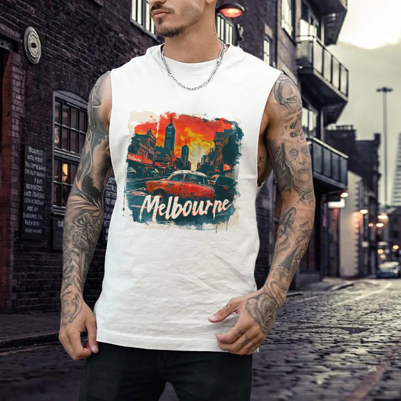 Melbourne City Vintage Print Men's Tank Top