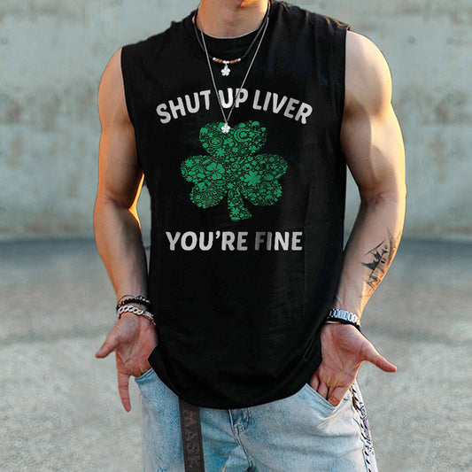 Men's Classic Shamrock Humor Phrase Print Tank