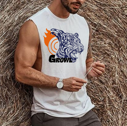 Tiger Graphics Casual Men's Tank Top-B