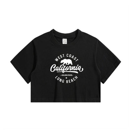 Lady's California Print Crop Tee