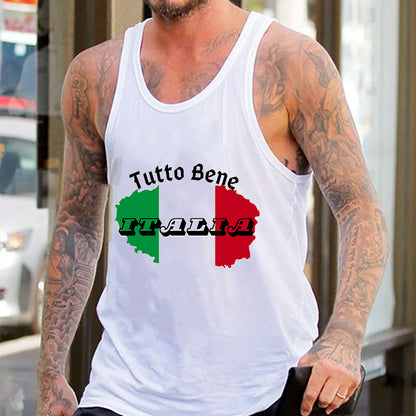 Italia Map Print Men's Tank Top