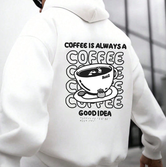 Coffee Print Men's Fleece Hoodie