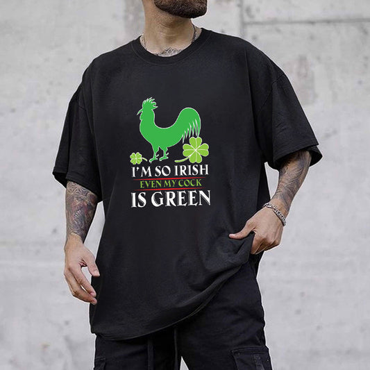 Green Chicken Four-leaf Clover Playful Print T-shirt Big & Tall