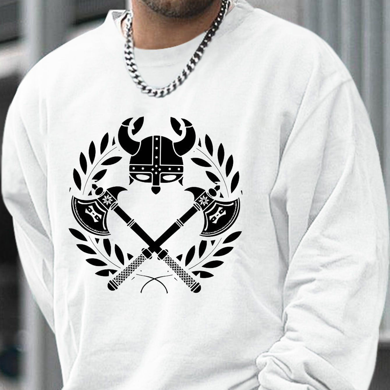 Nordic Heritage Attire Axe and Armor Print Men's Sweatshirt