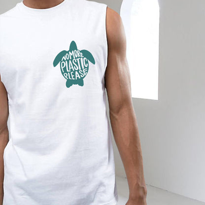 Sea Turtle No More Plastic Print Men's Tank Top