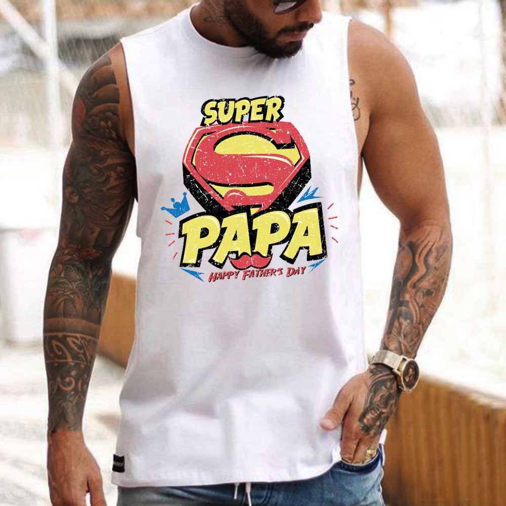 Men's Super Papa Tank Father's Day Gift