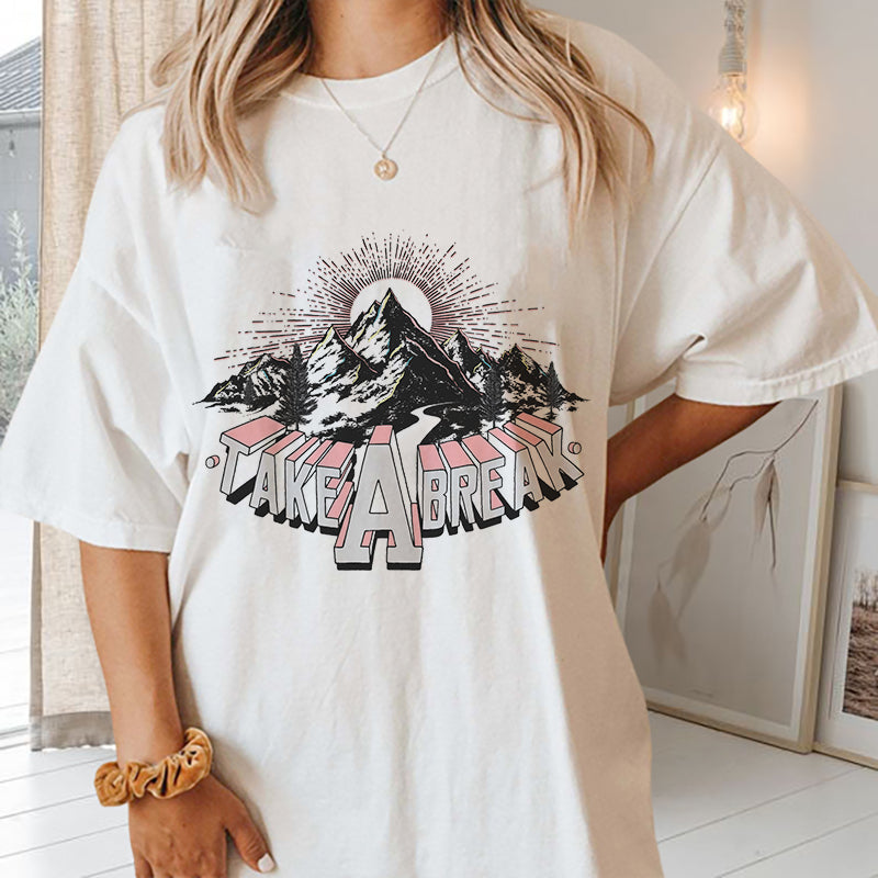 Mountains Print Women's Cotton Tee