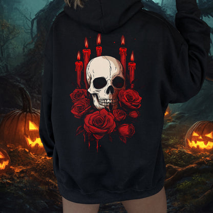 Skull with Roses Women's Fleeced Hoodie