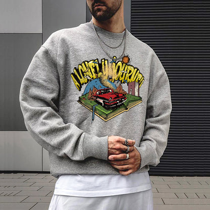 A Lonely Journey Men's Cartoon Print Fashion Sweatshirts