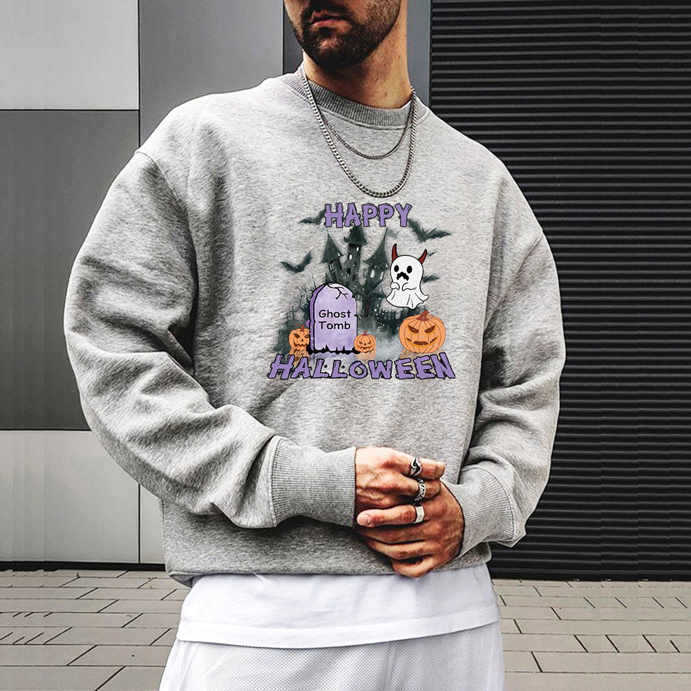 Halloween Ghost Tomb Men's Trendy Sweatshirt