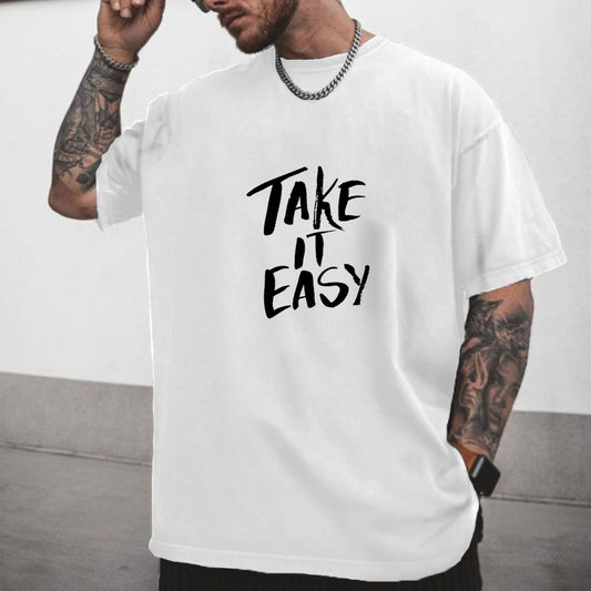 Take It Easy Men's Letter Print Casual T-shirt