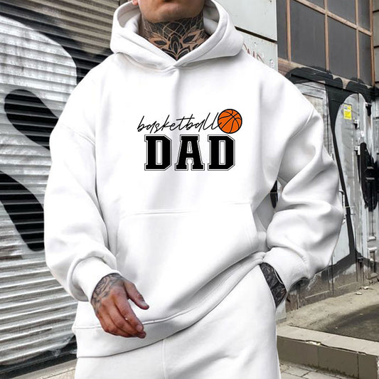 Basketball Dad Letter Print Men's Fleeced Hoodie