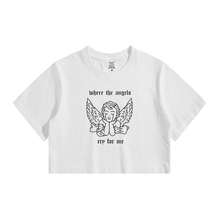 Angel Baby Print Cute Crop Tee