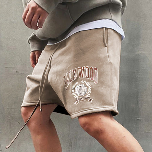 Palmwood Printed Khaki Color Drawstring Shorts