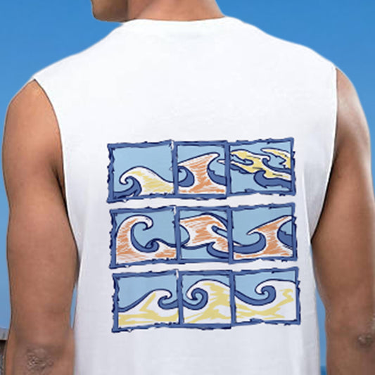 Wave Graphic Print Men's Fashion Tank Top