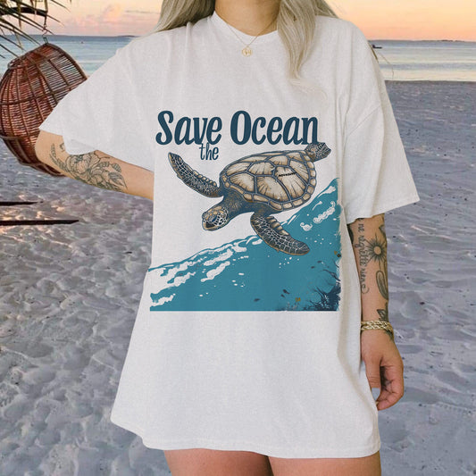 Sea Turtle Print Women's Short Sleeve Tee