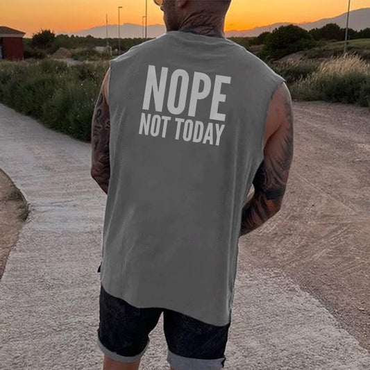 “Nope Not Today” Print Casual Men's Tank Top-B