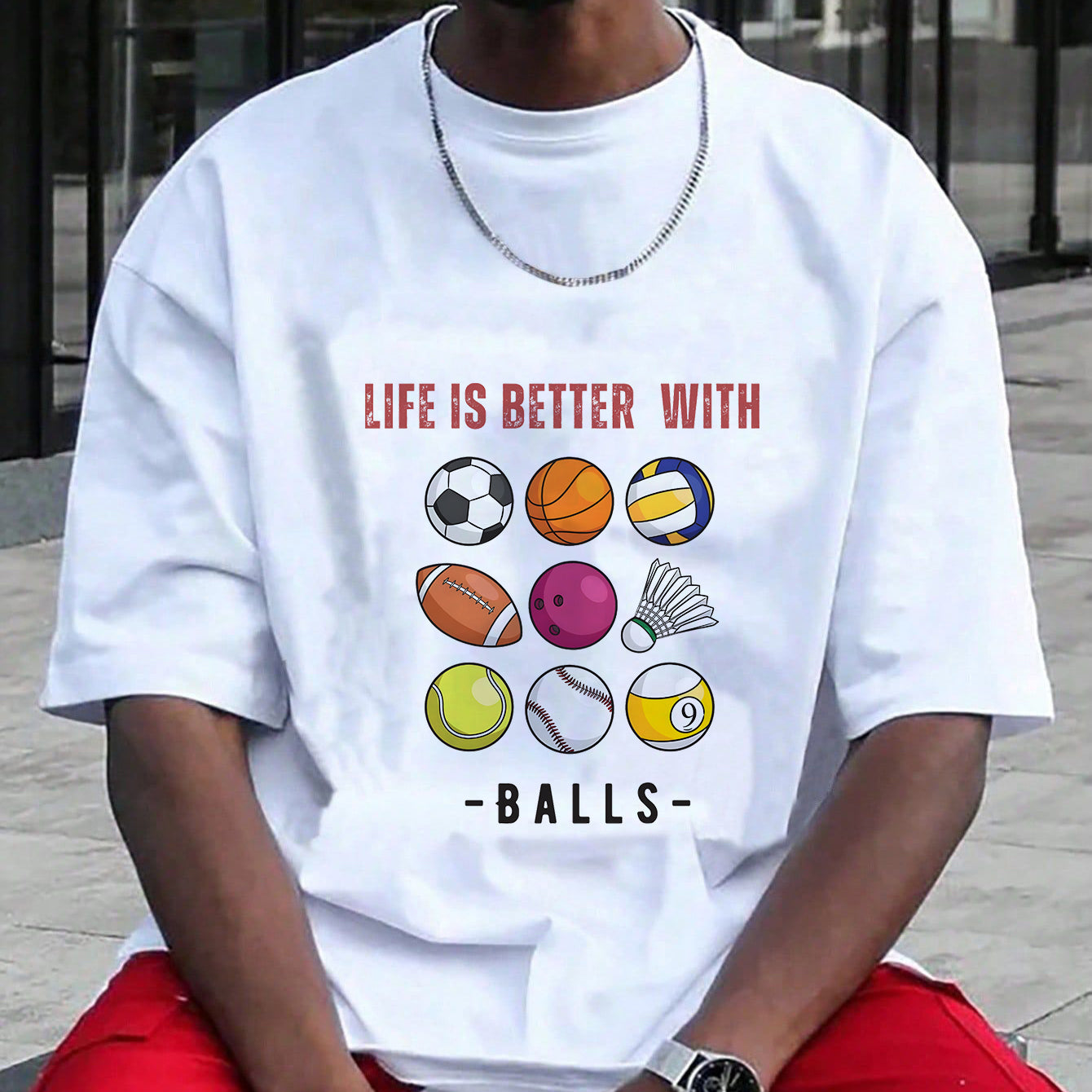 Balls Lovers Print Men's Short Sleeve Tee Big & Tall