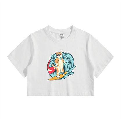 Surfing Dog Lady's Crop Tee