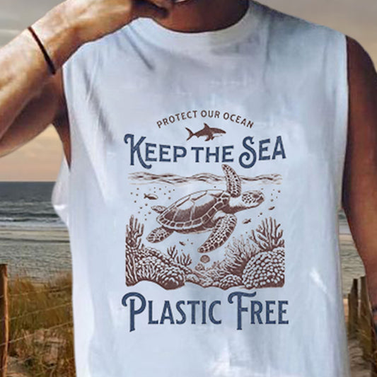 Sea Turtle Print Plastic Free Men's Tank Top