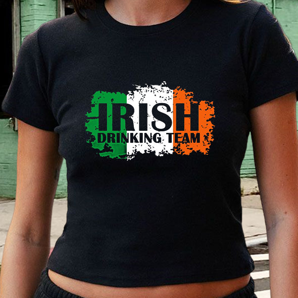 Women's Irish Pride Drinking Team Print Crop Tee