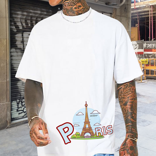 Paris Eiffel Tower Print Men's Short Sleeve Tee