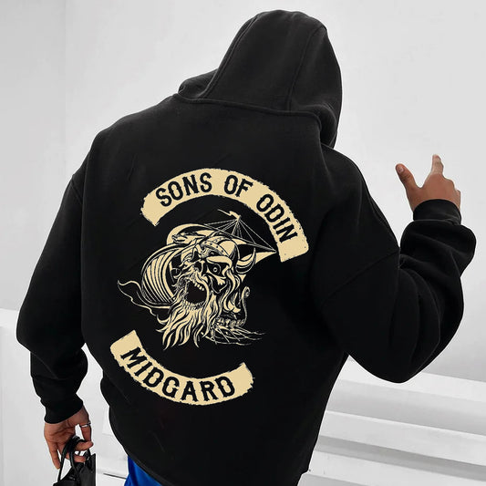 Son of Odin Black Oversize Fleece Hoodie