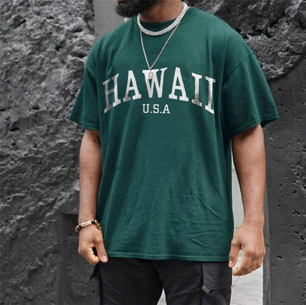 HAWAII Letter Print Men's T-Shirt