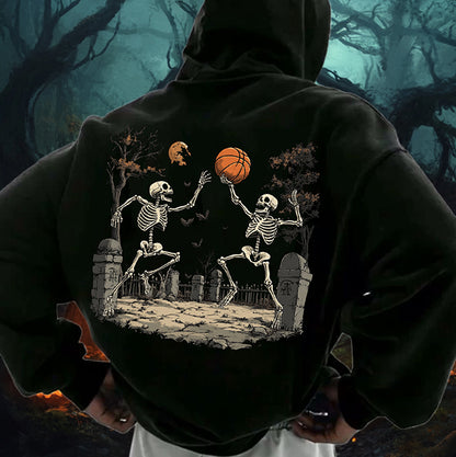 Spooky Season Basketball Lover Men's Fleeced Hoodie