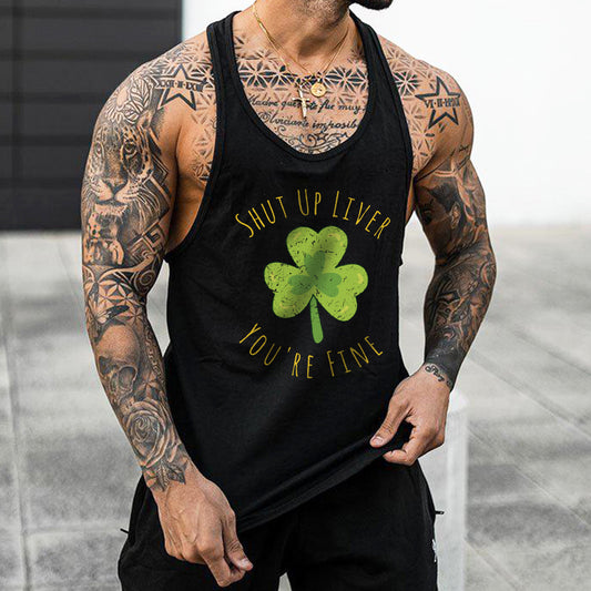 Irish Culture Shamrock Print Men's Tank Tops