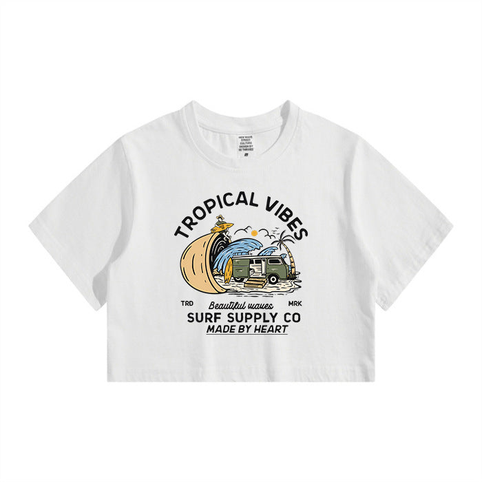 Tropical Vibes Surf Lovers Lady's Crop Tee