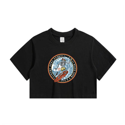 Skeleton Surfing Lady's Crop Tee