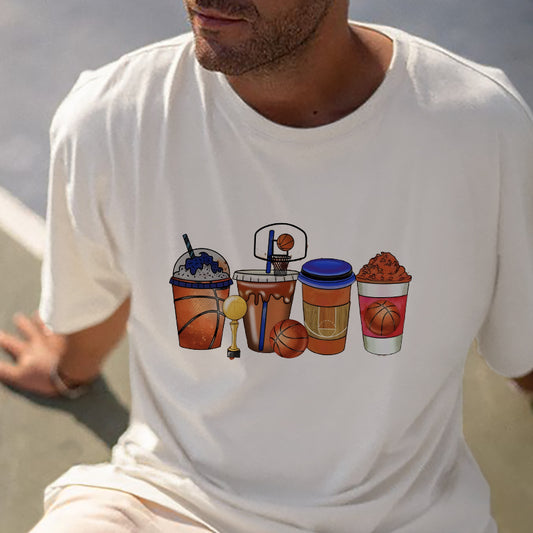 Court to Cafe Drink Illustration B-ball Beverages Graphic Tee