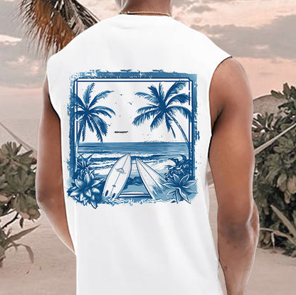 Ocean Beach Vibes Surf Lovers Men's Cotton Tank Top