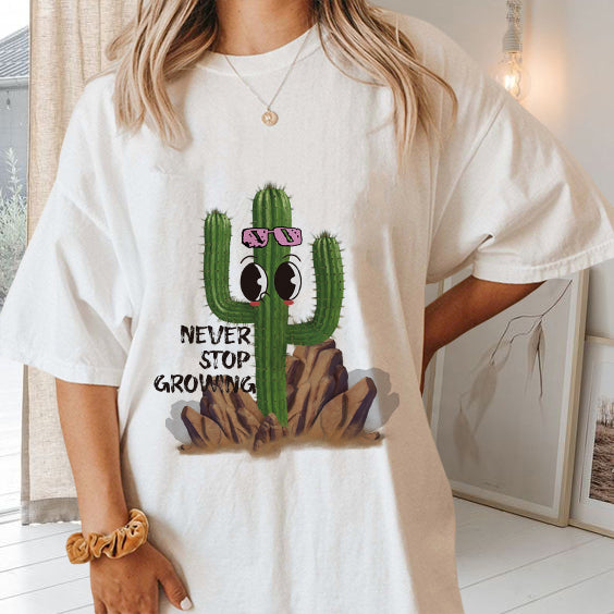 Cactus Never Stop Growing Women's Inspirational Tee